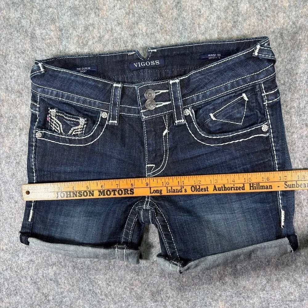 Vigoss‎ Denim Shorts Women's 26 x5 The Dublin Bermuda Embroidered Jorts Jean